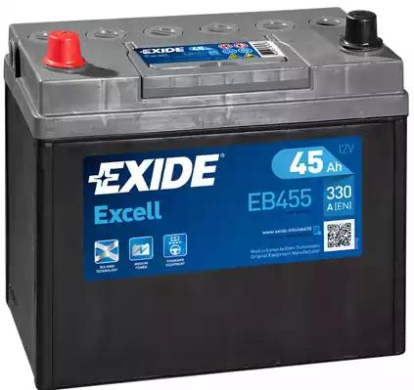 Аккумуляторная батарея 12в 45а/ч 330А п.т., п.п., ев. кл. EB455 Exide (фото №1)
